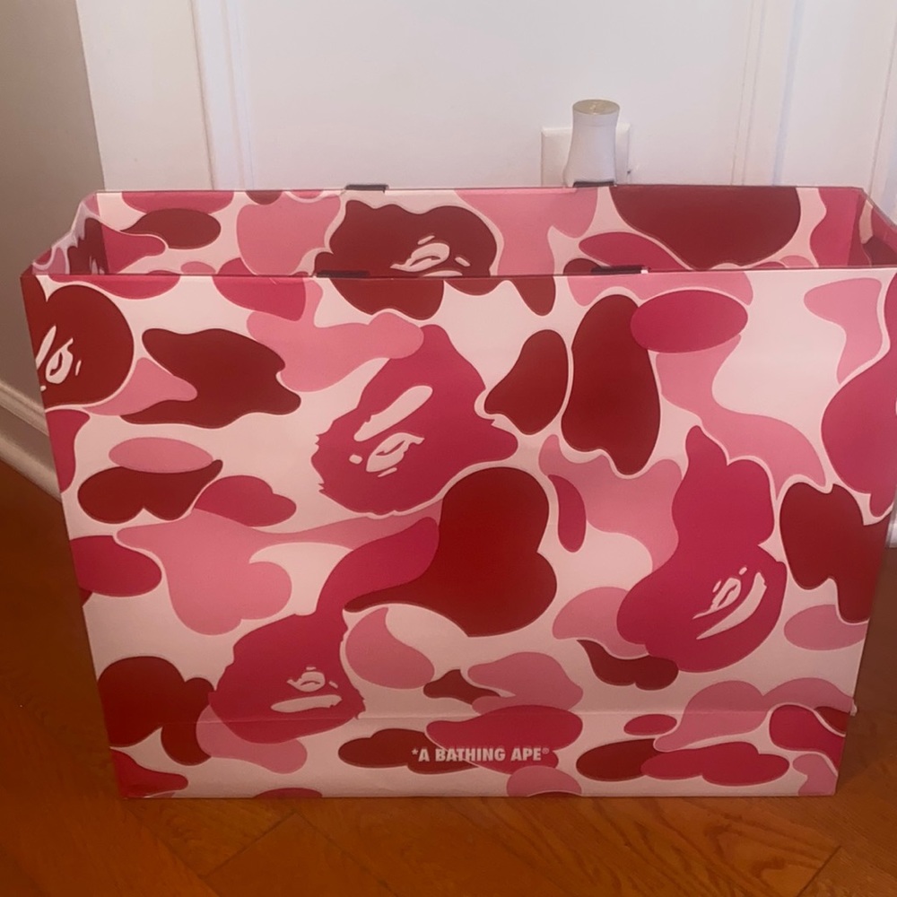 Authentic pink Bape shopping bag